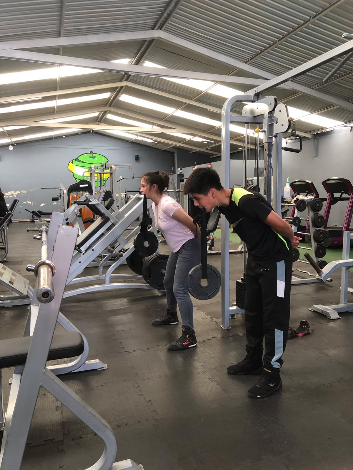 Alumnos entrenando dentro del gimnasio